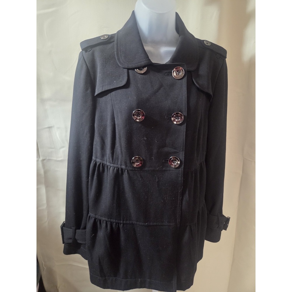 Apt 9 Womens Black Coat Button Up Sz M